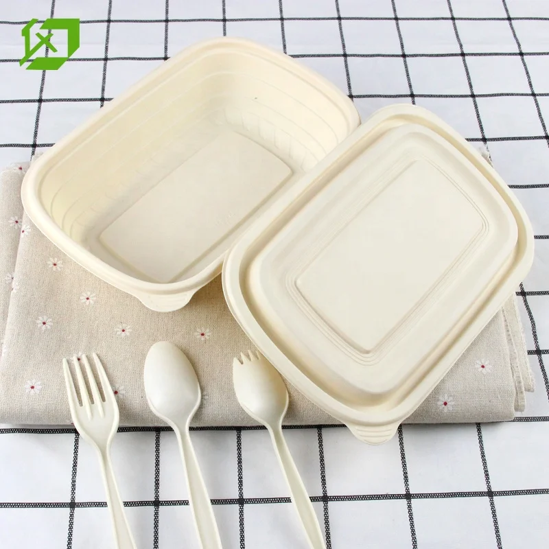 

biodegradable disposable corn starch to go plastic 600/900ml food container for food packaging