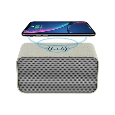 

Promation Gifts ECO Friendly Wheat Straw Speaker Portable Wireless Charger Speaker Music Player 5W Mobile Phone Charging