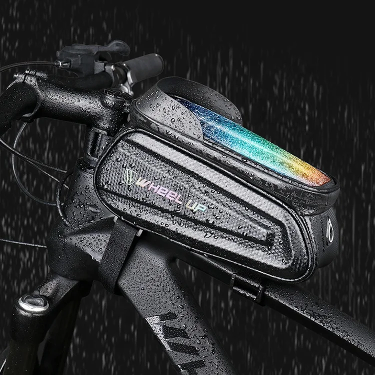 

Mobile Navigation Bicycle Bag Frame Front Top Tube Rainproof Bike Bicycle Front Tube Bag, Black