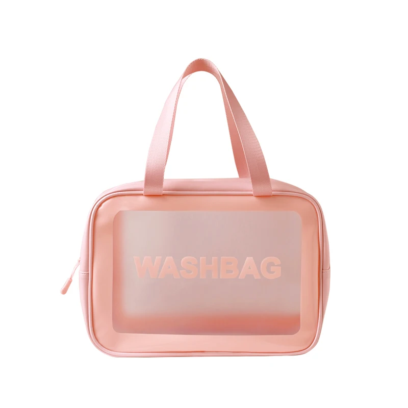 

Factory direct sales portable frosted translucent PVC toiletry bag large-capacity fashion Makeup bag, Customized color