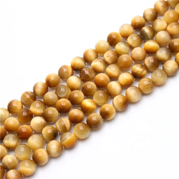 

Best Seller Yellow Tiger's Eye Gemstone Natural Round Smooth Golden Tiger Eye Beads in Strands, 100% natural color