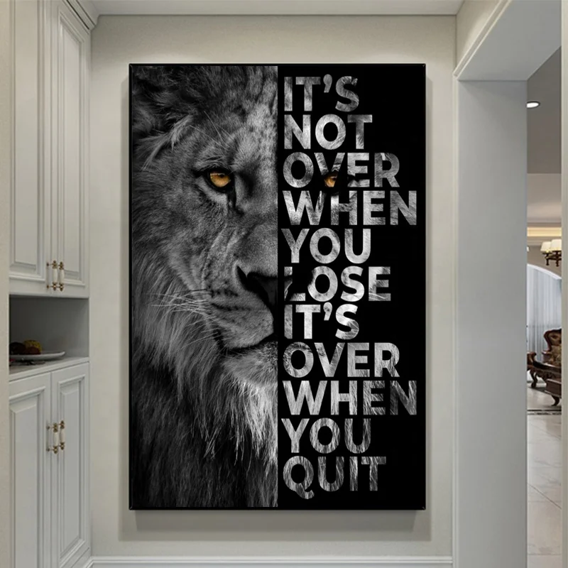 

Motivational Quote Art Posters Wild Lion Letter Prints Canvas Painting Decorative Wall Art Picture Office Decor, Multiple colours