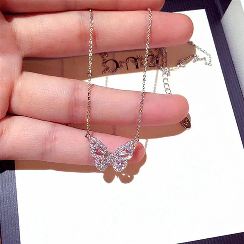 

New Arrival Gold Silver Plating Brass Necklace Collar De Acero Inoxidable Mariposas Butterfly Pendant Charms Necklace, As picture show
