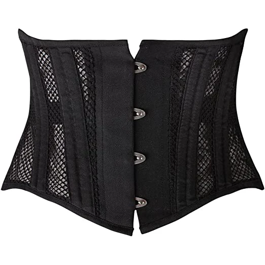 

European And American Court Steel Waist With a Skinny Belt Black And White Jacquard Corset