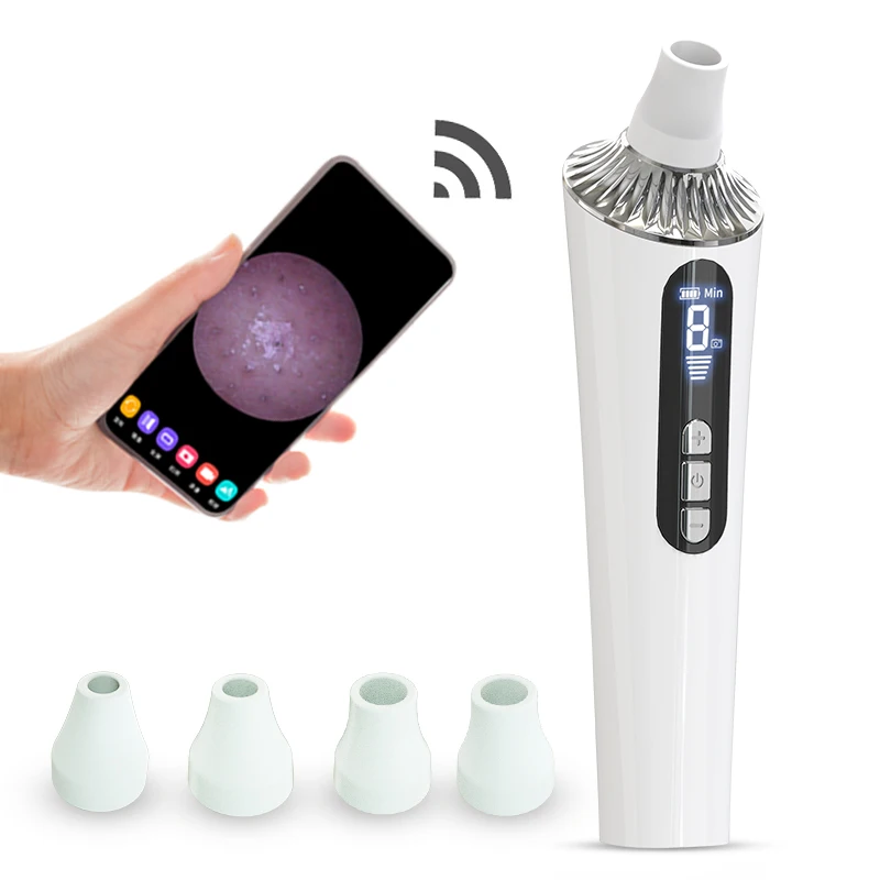 

Wifi Microscope Visible Black head Acne Facial Pore Cleaner with HD Camera Vacuum Blackhead Remover, White