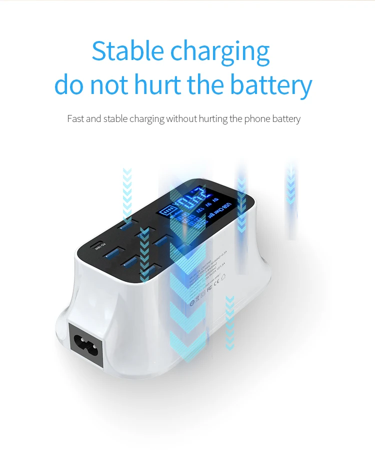 Manufacturer OEM high quality 18W PD charger multi USB charger 7 USB port 1 Type-C port smart charger fast charge 