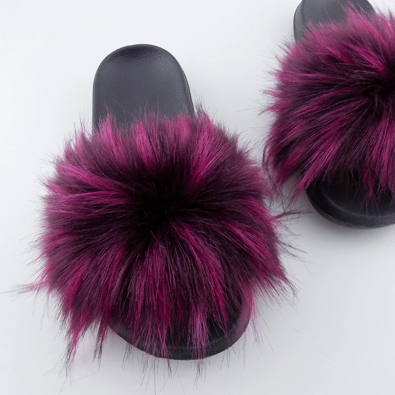 

Factory Sell Custom Fluffy wholesale women faux fur slipper, 16 colors