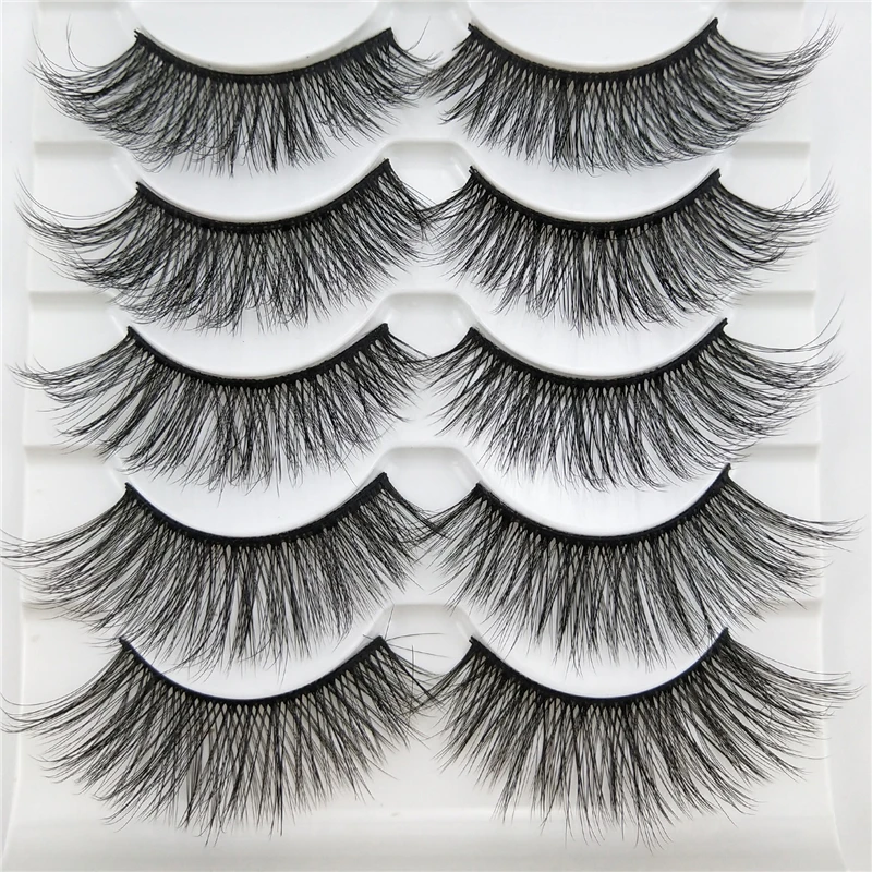 

5 Pairs3D Faux Mink Hair False Eyelashes Natural Long Wispies Lashes Handmade Cruelty-free Criss-cross Eyelashes