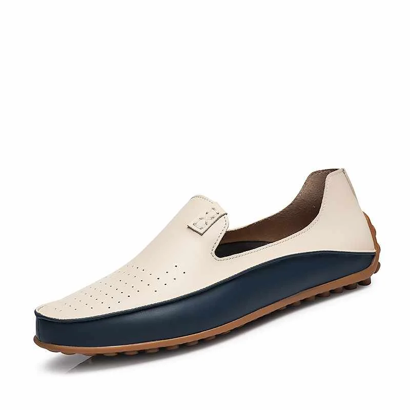 

New Design Men Casual Shoes With Slip-on Style Soft Rubber Comfortable Wear Drive Shoes For Man, Blue/white