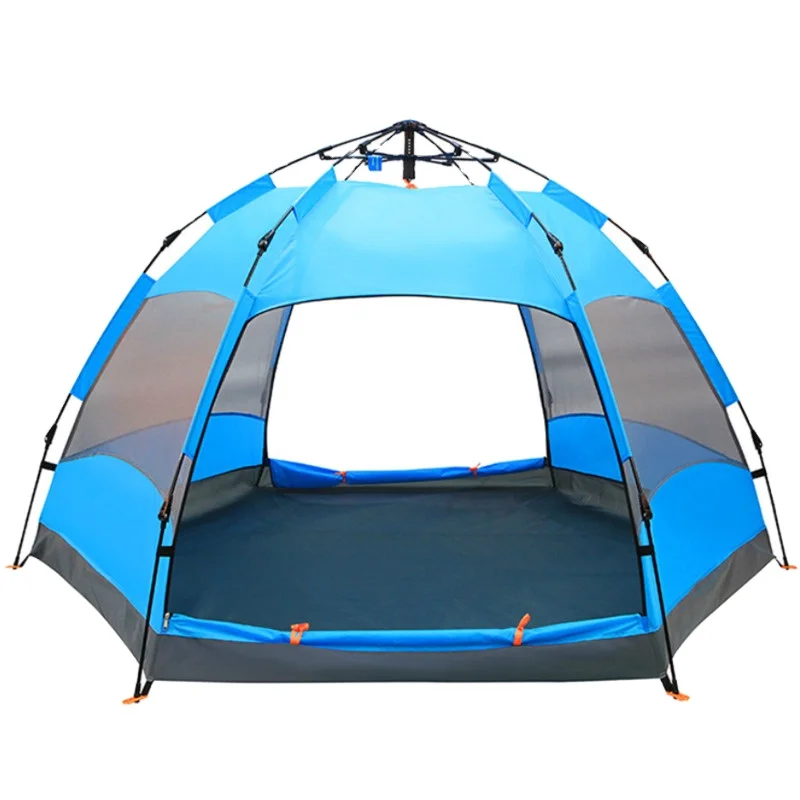 

5-8 Person Dual Layer Automatic Outdoor Camping Tent Quick Setup Mongolian Hexagonal Yurt Tourist Tent Beach Fishing pop up tent