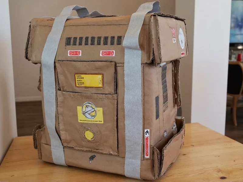 DIY Ghostbusters proton pack made from cardboard and duct tape