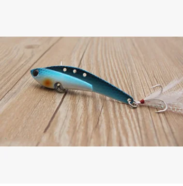 

8cm 25g new 2020 metal VIB 8 colors long shot seabass Colorful feathers minow hard Fishing Lure, As picture