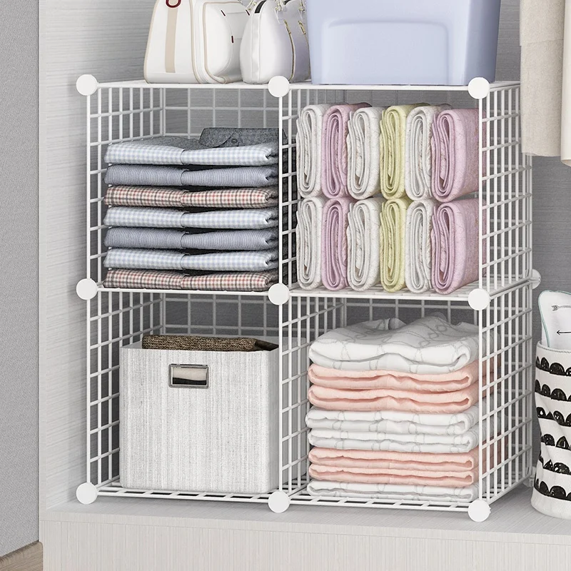 

Iron Clothes Storage Box for Cloth Modern Rectangle Stackable Folding Board Clothing Divider Clothes Organizer, Black/white
