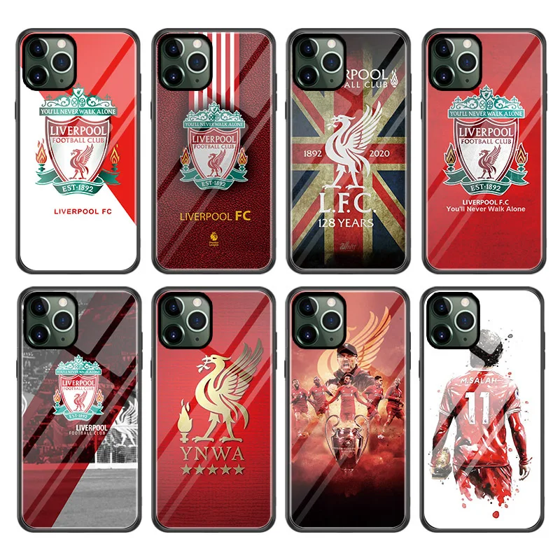 

World Cup Liverpool phone case glass European and American football for iPhone11 protective case