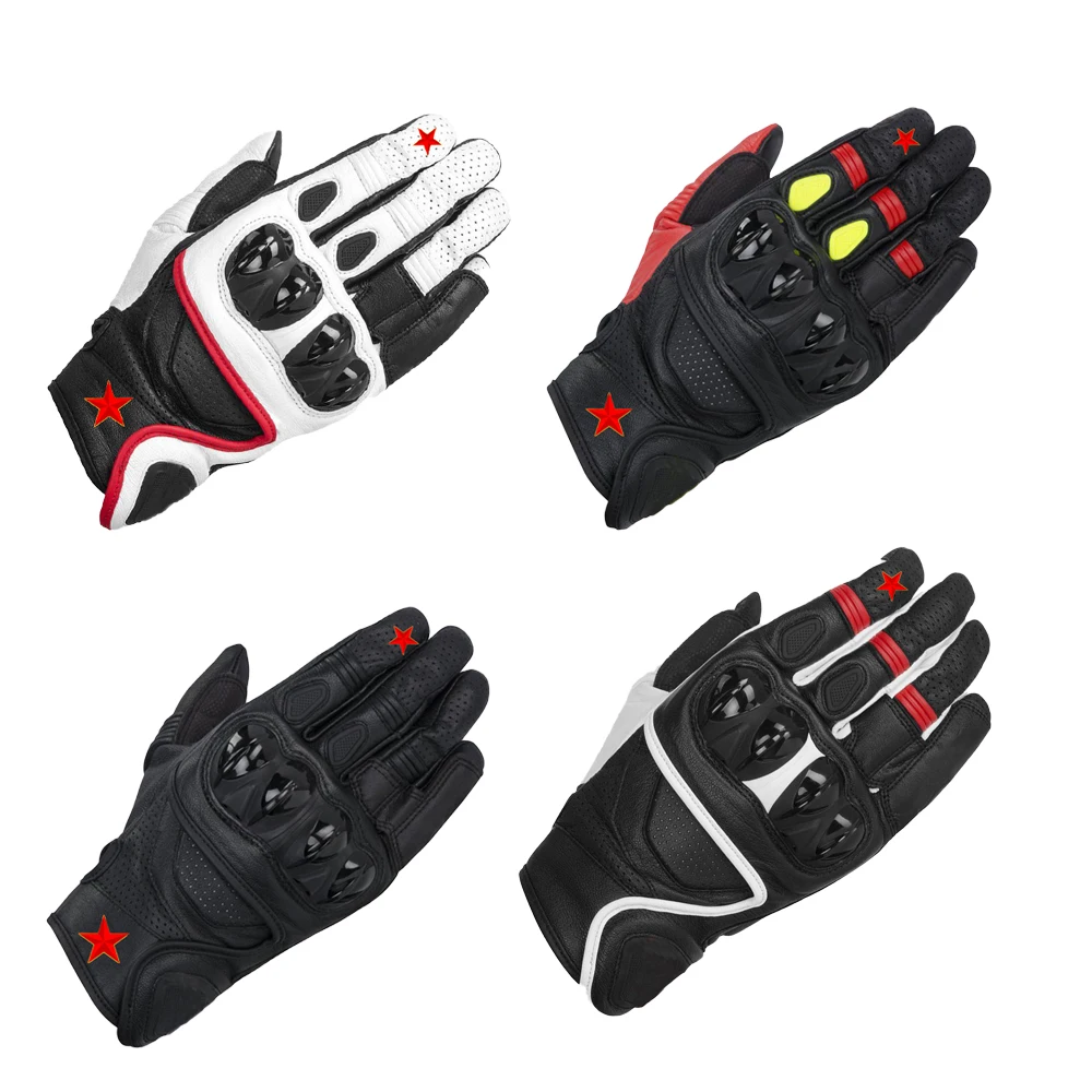 

Men Motorcycle GP Gloves Leather Stripe Breathable Biker Gloves Touch Screen Moto Motocross Motorbike Racing Gloves