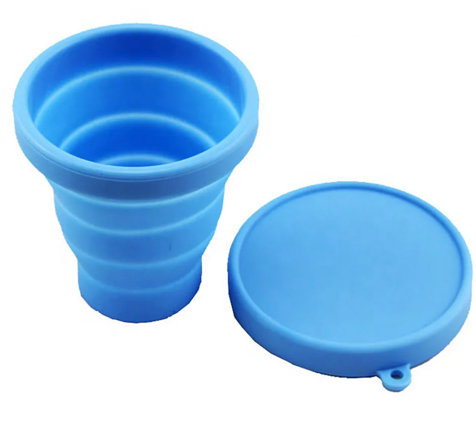 

silicone folding cup 2021 Amazon hot sale portable drinking folding silicone cup with lid, Pantone color