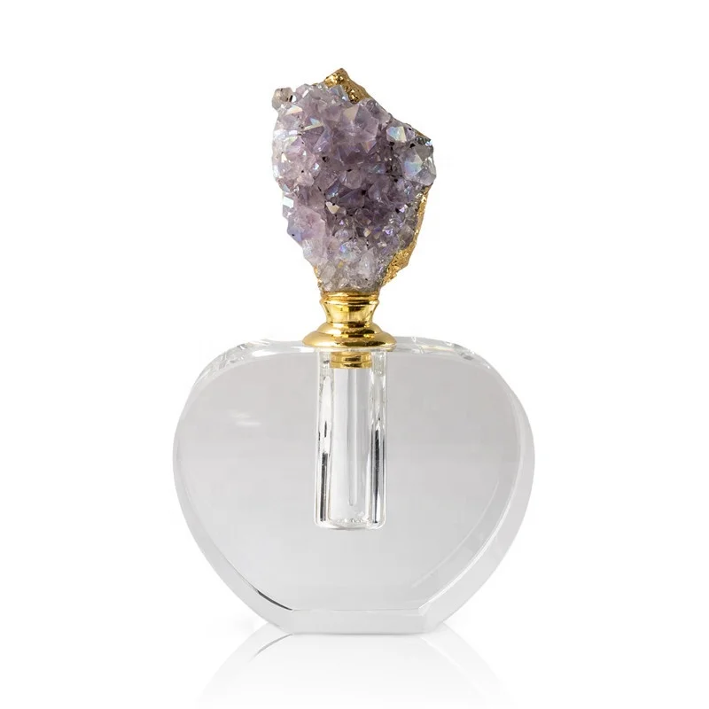 

Natural Exquisite Handcrafted Crystal Quartz Amethyst Cluster Perfume Bottle Stones For Home Decor, In picture