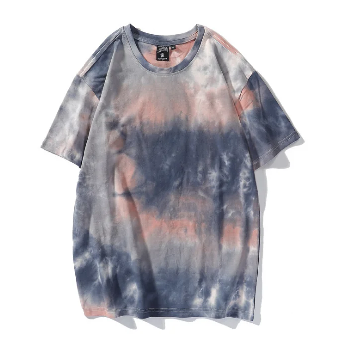 

Foil Paint Splatter Tie Dyeing T-shirt Men Round Neck Cotton T shirt T-shirt