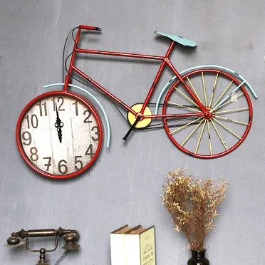 Oversized Creative Iron Old Retro Silent Bicycle Clock Home Cafe Bar Decor Wall Decor