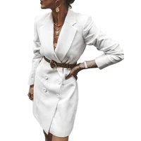 

Women's jacket fashion wild long casual suit autumn winter female blazer tweed white black coat elegant office lady Y12438