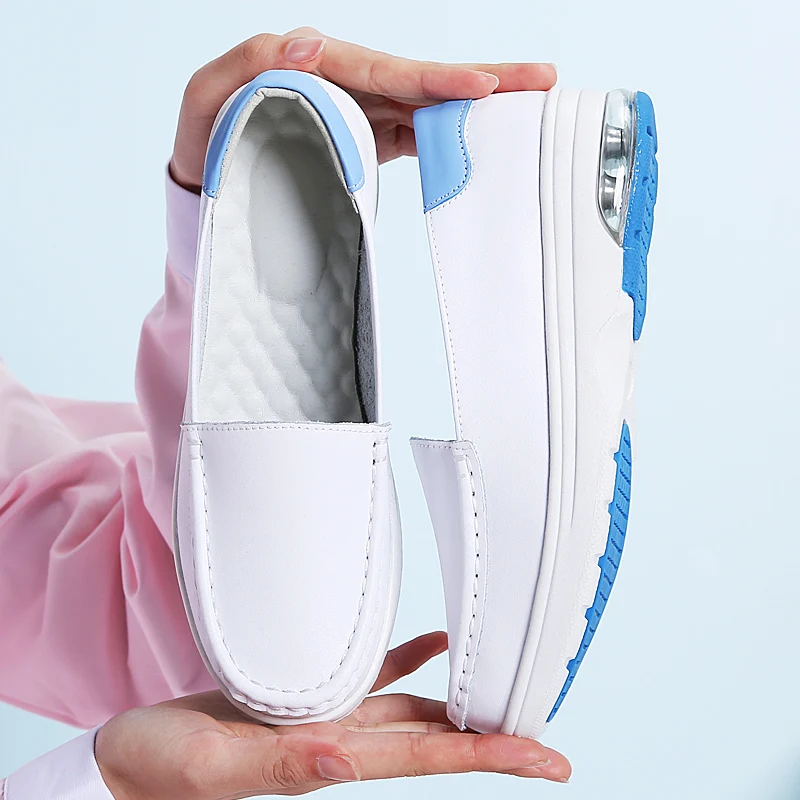 

Comfortable Cow Leather Hospital Anti Slip White Nursing Shoes