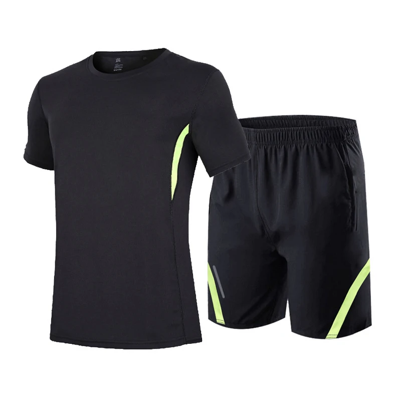 

wholesale stock mens loose fit breathable cool jogging short sleeves top gym wear running shorts with zipper pocket