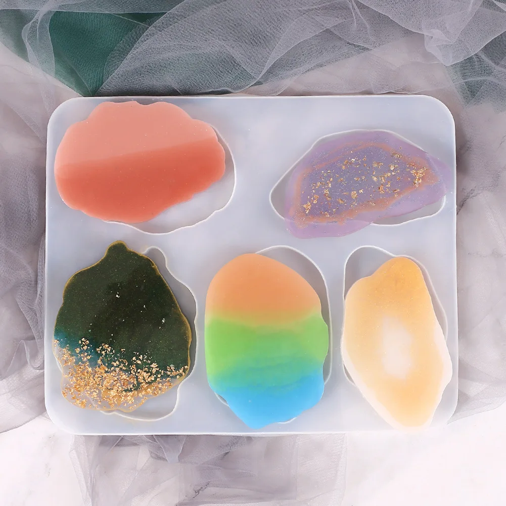 

Silicone Pot Base Teacup Mat Mould Irregularity Jewelry Silicone Geode Mold Concrete Casting Coaster Mold