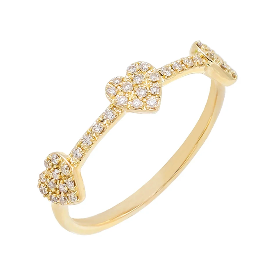 

925 Sterling Silver 14k Gold Plated Cubic Zircon Heart Ring For Woman
