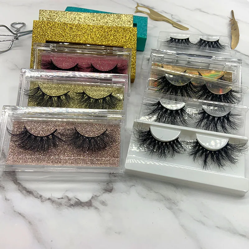 

2020 new arrival long natural eyelashes 25 mm 3d mink eyelash with box mink eyelash