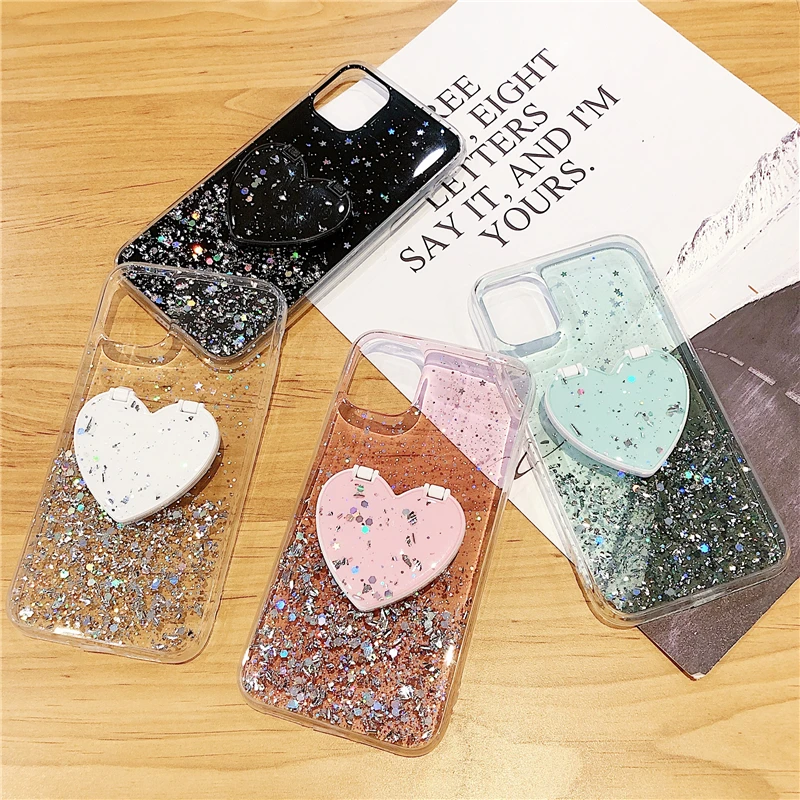

New Case for iPhone 11 Beauty Makeup Mirror Phone Case Bling Glitter Star Back Cover SE XS MAX XR 8Plus 11 Pro for iPhone Case