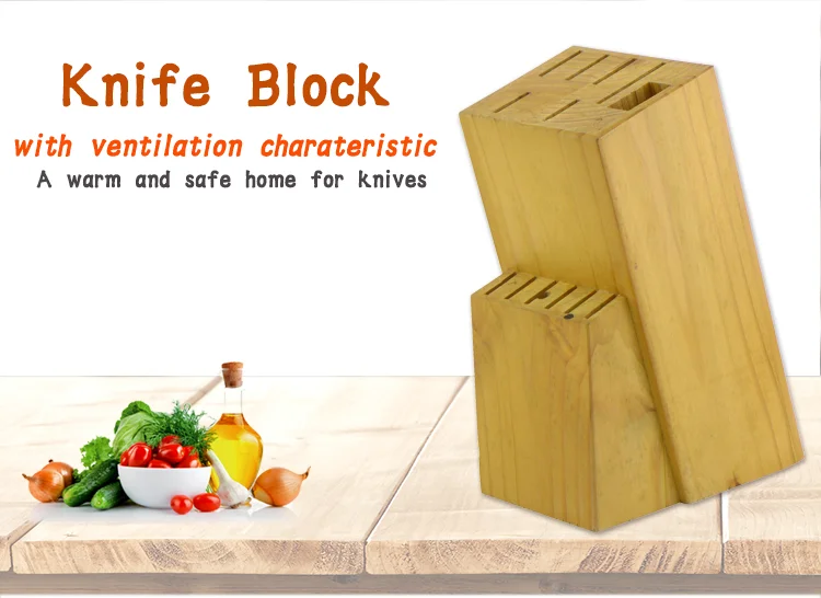 Pine Wood  Material 13Pcs Set Kitchen Knife Wooden Block