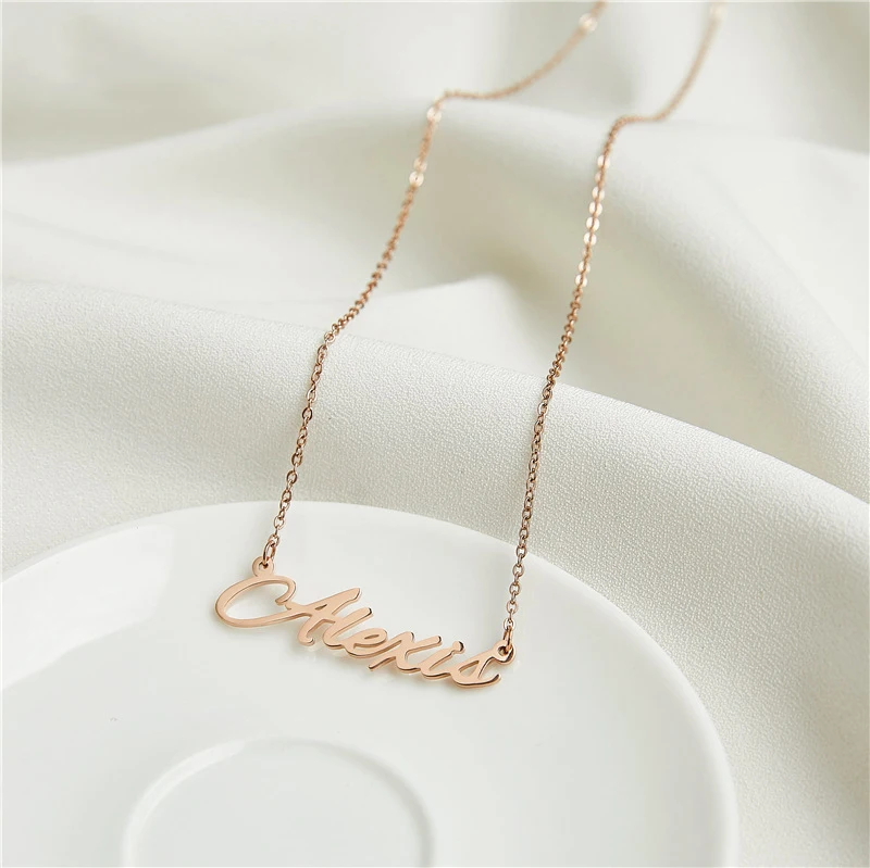 

ELVA jewelry Customized Two Name Butterfly Personalized Charm Women Gift Stainless Steel name necklace personalized, Rose gold / steel/gold