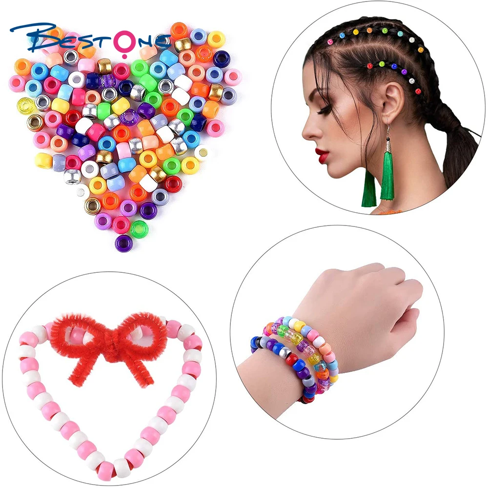 

Bestone 2021 New Design Fashion Round Multicolor Acrylic Plastic Beads Kits for Jewelry Making For Girls