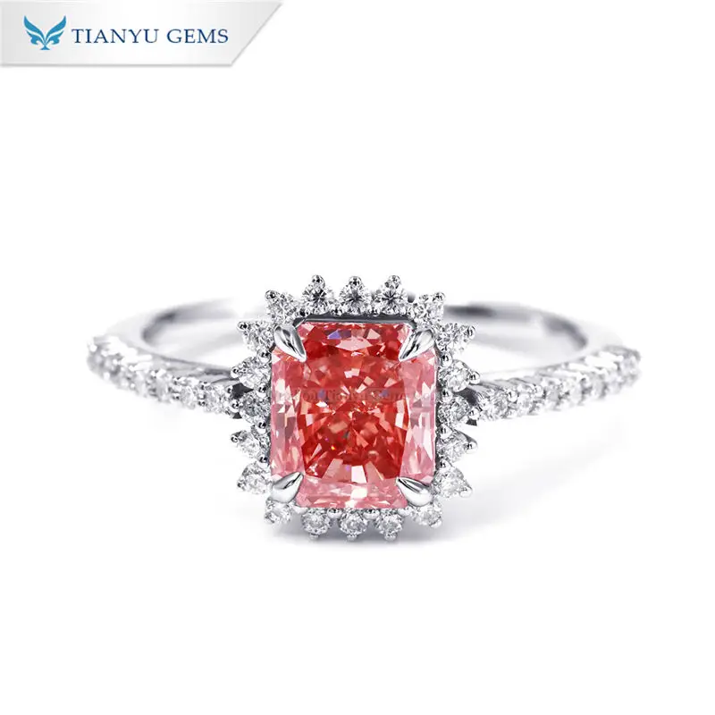 

Tianyu gems New Year promotion Valentine's Day gift pink color lab diamond white gold ring