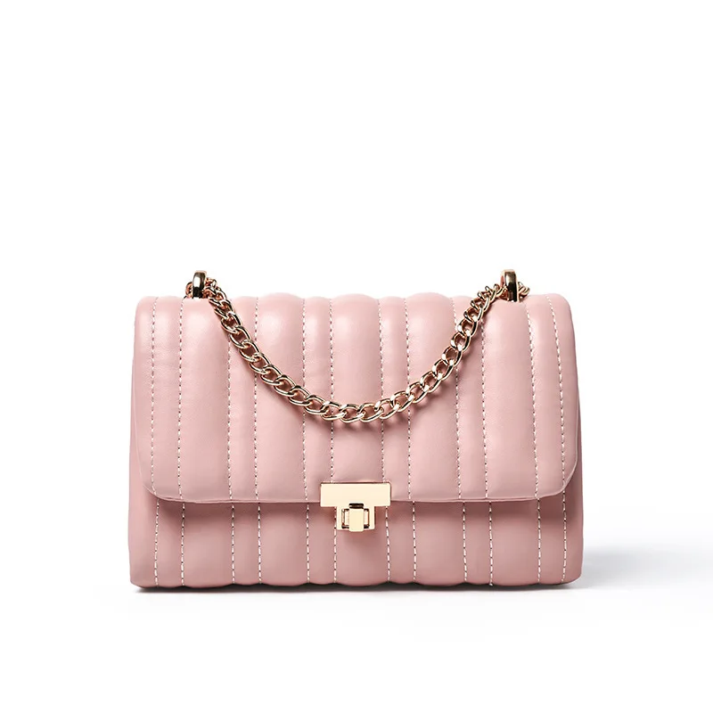 

New arrival Fashion Chain Embroidery handbag for ladies stitching hand bag Purse designer luxury handbag color metal handbag, White grey pink black
