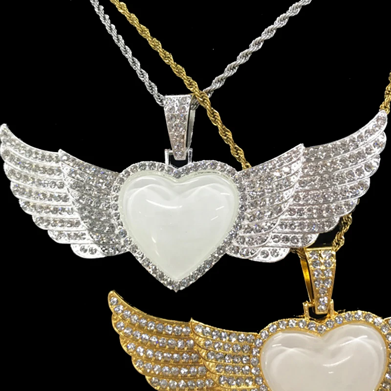 Sl-28 Sublimation Necklace Heart Angel Wing Necklace Hip Hop Jewelry ...