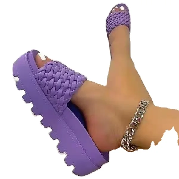 

New Design INS Summer Beach Slippers Platform Heels Sandals Ladies Slippers for Women Outdoor Slides Sandals 2021, White,beige,pink,black