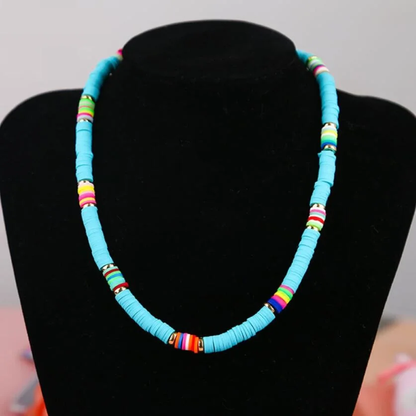 

Beach Female Jewelry Gift Fashion Color Soft Pottery Beads Choker Necklace Natural simple Bohemia Necklace, Colors