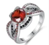 Fashion glow silver retro red ruby diamond stone engagement gemstone ring