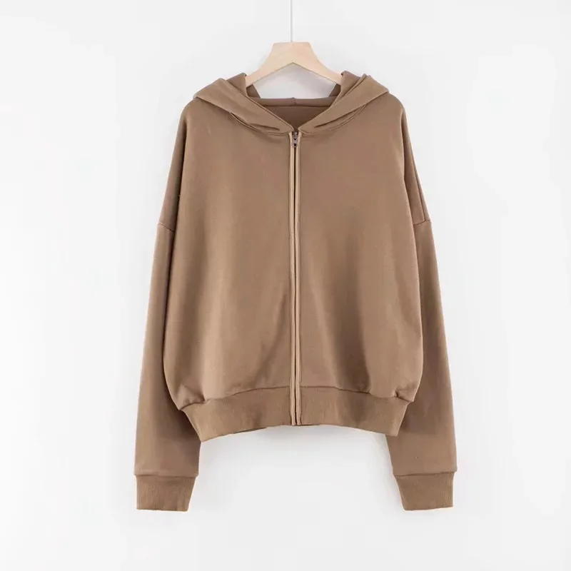 

Customized zipper hooded sweater women casual all-match long-sleeved hoodie jacket