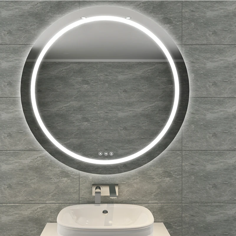 Smart bathroom vanity mirror led light hair mirror wall touchscreen mirror tv with time display
