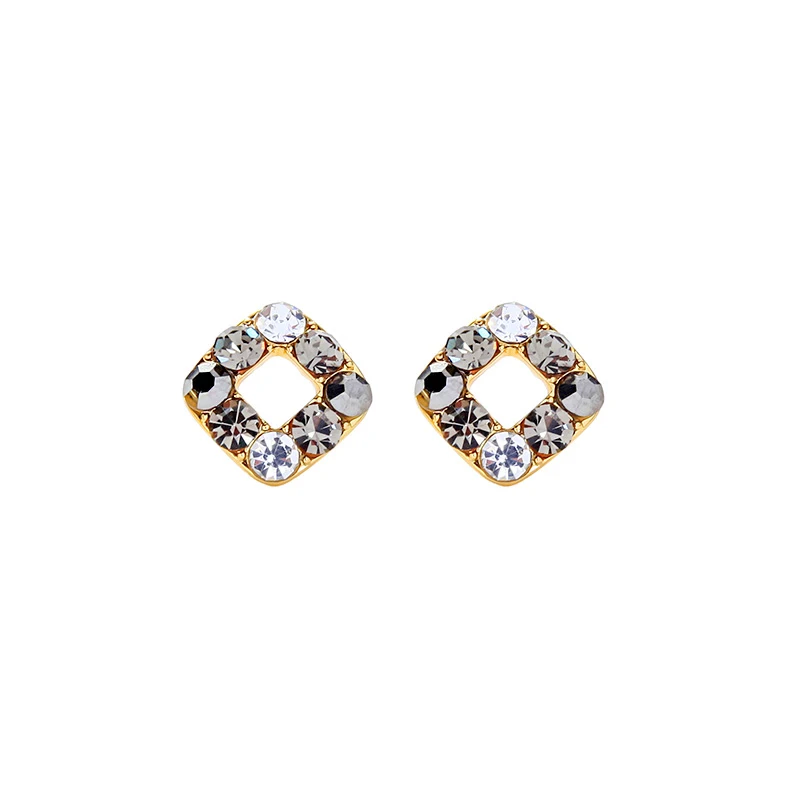 

f0022 Black Diamond Crystal Square Design Stud Earring Women Jewelry, Gold