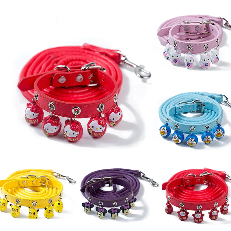 

Spot pet supplies cartoon cat and dog collar with multiple styles bell dog leash set