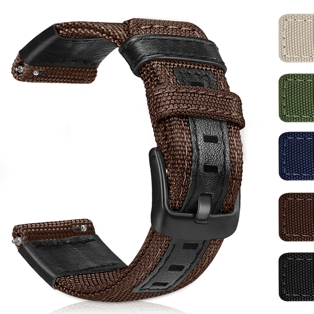 

Hot sale Unique Fashion Smart Sport strap Canvas leather Wristband For Samsung Galaxy Watch band Genuine Leather Designer Strap, Optional