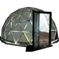 

Outdoor camping Half Sphere Tent Canvas Geodesic Dome Tent With hard Glass Door