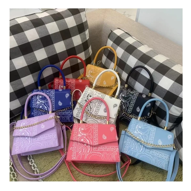 

2021 New Design Trendy Cashew Flower Bucket Bandana Women Hand Bags Ladies Luxury Purses And Handbags For Women, 8 colors