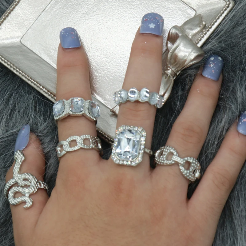 

Fashion Silver Color Open Design Stainless Steel Finger Gold Ring Set Designs For Girls