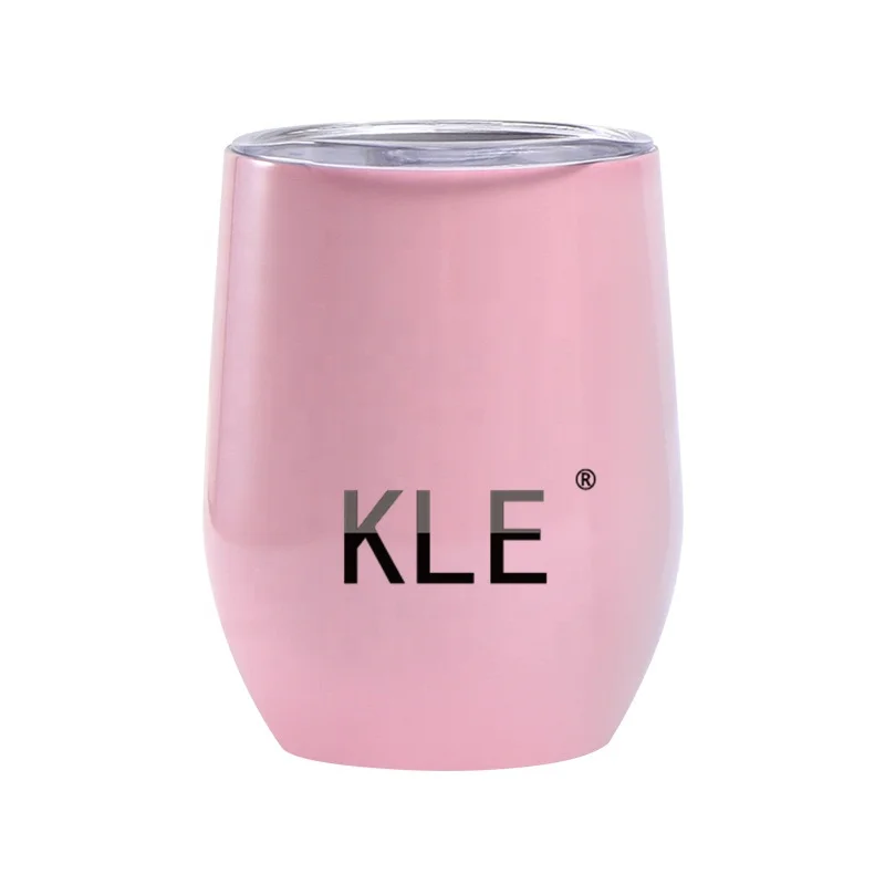 

KLE Sublimation Blanks Wine Tumbler Cups White 12 OZ Stainless Steel Insulated Stemless Tumbler Sublimation Mugs, Customized colors acceptable