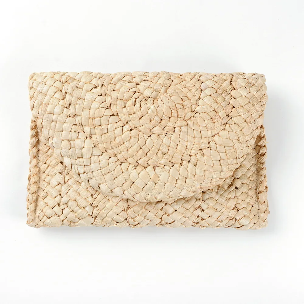 

Women Straw Clutch Handbag Envelope Bag Hasp Beach Bag Woven Bag Purse Wallet, Natural