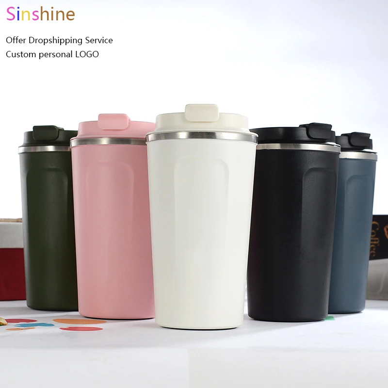 

13oz/18oz Waterproof Stainless Steel Reusable Coffee Tumbler Cups with Twist Cup/Flip Lid, White,pink,black,green,blue